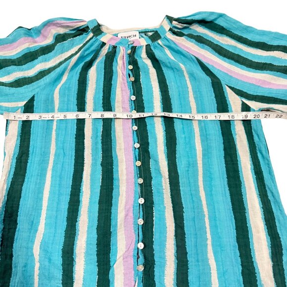 FRNCH Paris Corrynn Blue,‎ Green, Pink, Cream Striped Blouse Size M - Picture 7 of 8